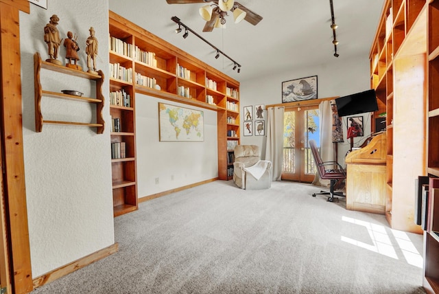 35 Blue Bayou Dr, Santa Rosa Beach, FL 32459 - carpeted office space with rail lighting, ceiling fan, and baseboards