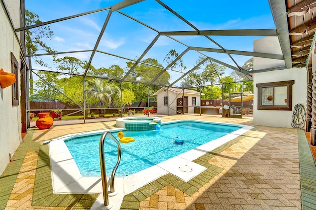 35 Blue Bayou Dr, Santa Rosa Beach, FL 32459 - view of pool with a pool with connected hot tub, a patio area, and a fenced backyard