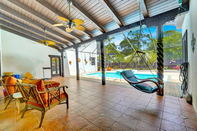 35 Blue Bayou Dr, Santa Rosa Beach, FL 32459 - view of patio / terrace with ceiling fan and a lanai