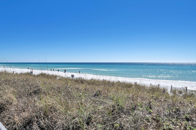 view of water feature featuring a beach view