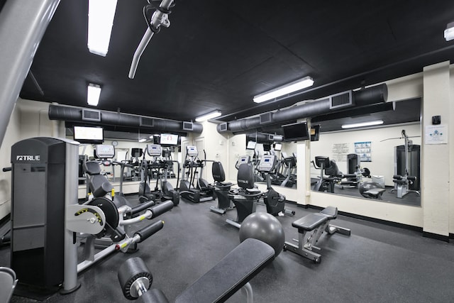 workout area with visible vents