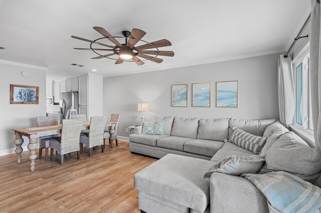 169 Durango Rd, Destin, FL 32541 - living area with baseboards, ceiling fan, light wood finished floors, and visible vents