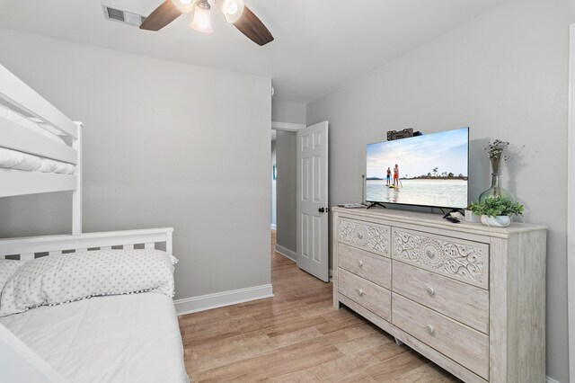 169 Durango Rd, Destin, FL 32541 - bedroom with baseboards, ceiling fan, light wood finished floors, and visible vents