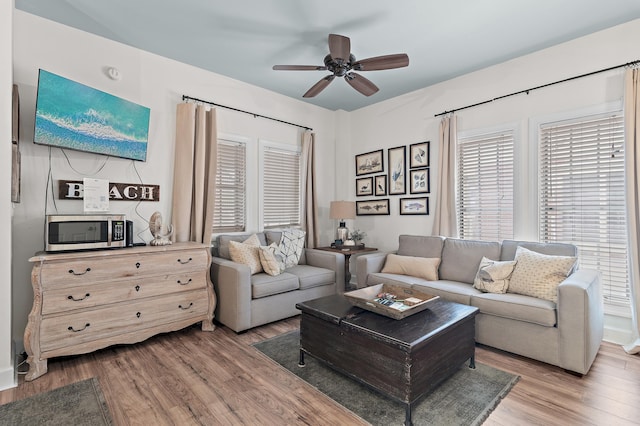 10343 E County Highway 30a Unit B233, Rosemary Beach, FL 32461 - living room with a ceiling fan and wood finished floors