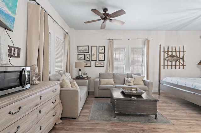 10343 E County Highway 30a Unit B233, Rosemary Beach, FL 32461 - interior space featuring a ceiling fan, wood finished floors, and baseboards