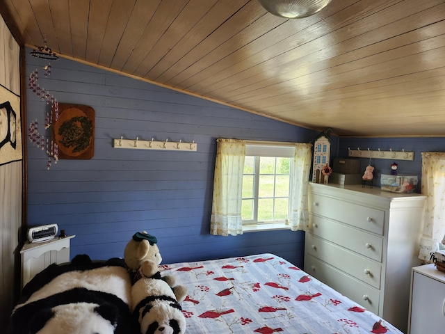 258 Briar Rd, Defuniak Springs, FL 32433 - bedroom featuring lofted ceiling, wood ceiling, and wooden walls