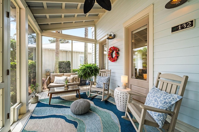132 Carson Oaks Ln, Santa Rosa Beach, FL 32459 - sunroom with a ceiling fan
