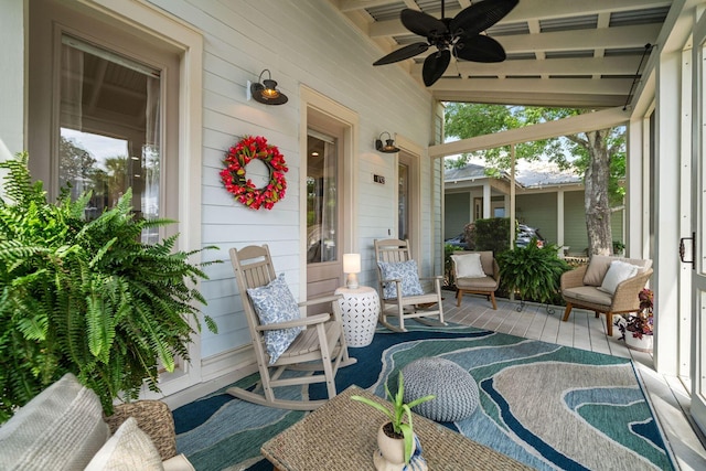 132 Carson Oaks Ln, Santa Rosa Beach, FL 32459 - view of patio / terrace featuring a porch and a ceiling fan