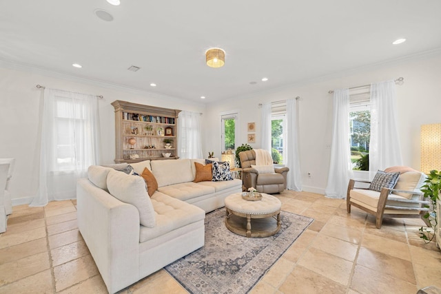 132 Carson Oaks Ln, Santa Rosa Beach, FL 32459 - living area with stone tile floors, recessed lighting, and a healthy amount of sunlight