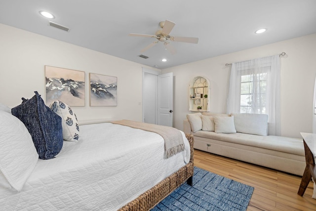 132 Carson Oaks Ln, Santa Rosa Beach, FL 32459 - bedroom with recessed lighting, wood finished floors, and visible vents
