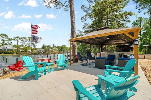 132 Carson Oaks Ln, Santa Rosa Beach, FL 32459 - view of patio / terrace with a water view and a gazebo