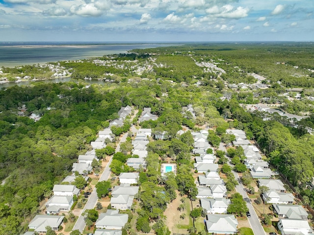 132 Carson Oaks Ln, Santa Rosa Beach, FL 32459 - birds eye view of property featuring a water view, a view of trees, and a residential view