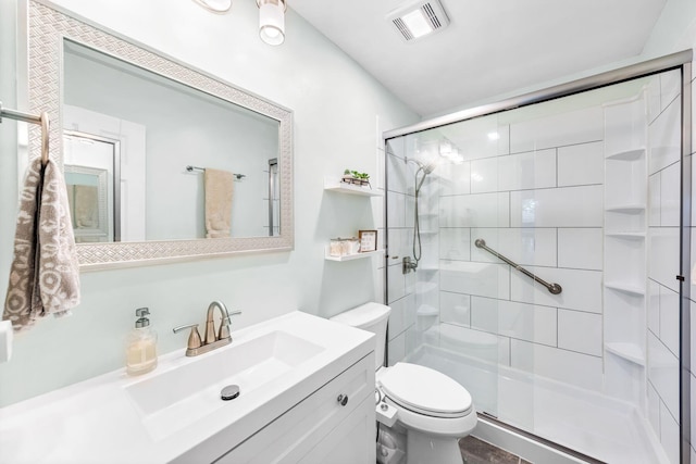 229 Carmel Dr Unit 4, Fort Walton Beach, FL 32547 - bathroom with toilet, a stall shower, and vanity