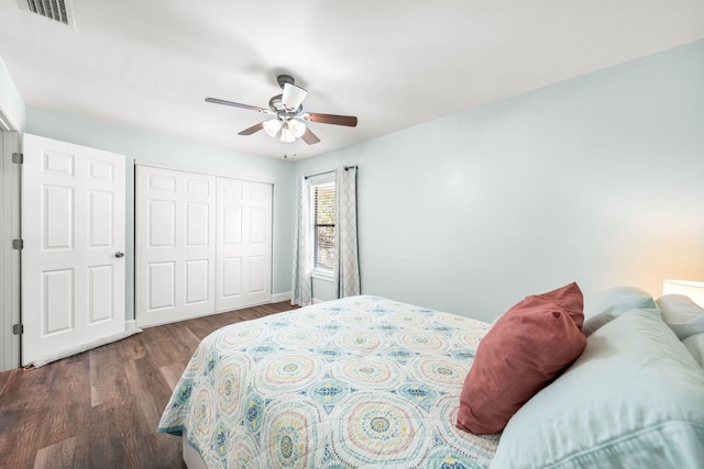 229 Carmel Dr Unit 4, Fort Walton Beach, FL 32547 - bedroom with wood finished floors, a closet, ceiling fan, and baseboards