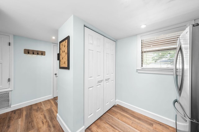 229 Carmel Dr Unit 4, Fort Walton Beach, FL 32547 - washroom featuring baseboards, wood finished floors, and recessed lighting