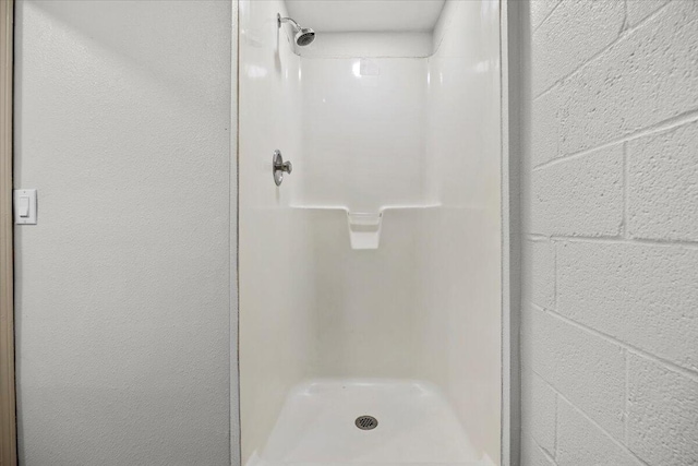 bathroom with a shower stall
