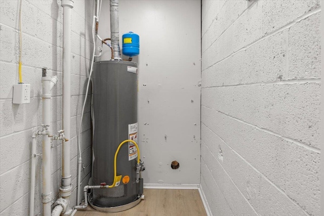 utility room featuring water heater