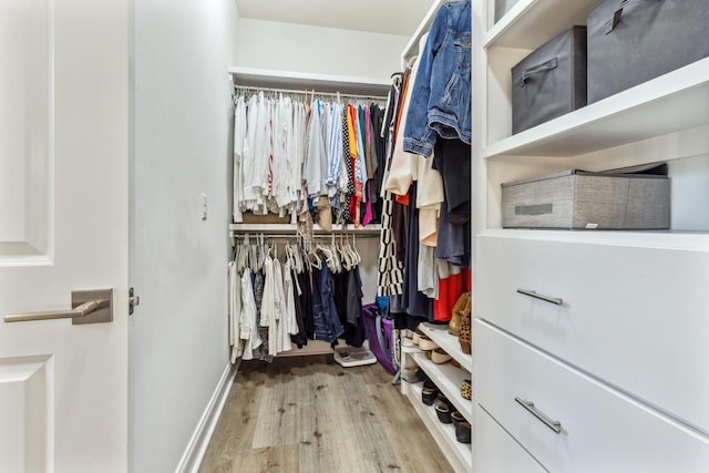 spacious closet with wood finished floors