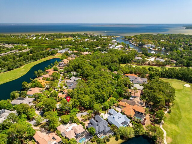 2928 Pine Valley Dr, Miramar Beach, FL 32550 - aerial view with a water view, view of golf course, and a residential view