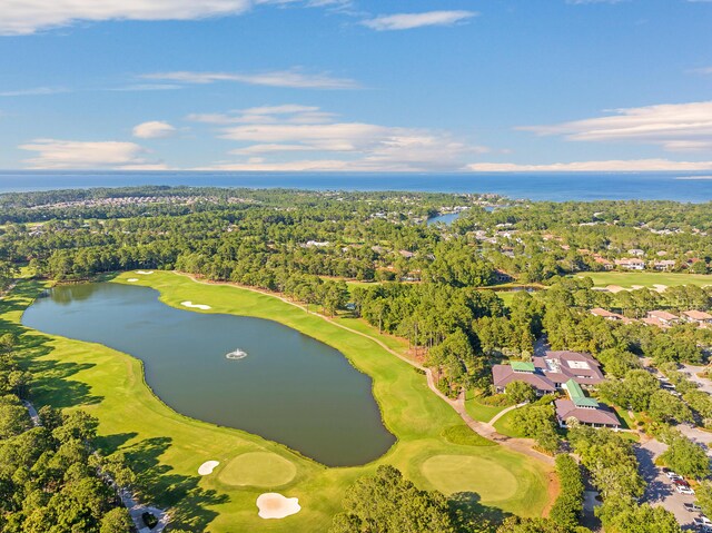 2928 Pine Valley Dr, Miramar Beach, FL 32550 - drone / aerial view featuring a water view, golf course view, and a residential view