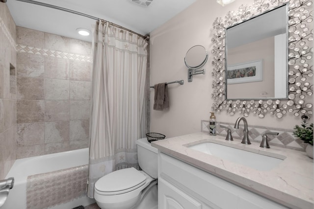 909 Santa Rosa Blvd Unit 241, Fort Walton Beach, FL 32548 - bathroom featuring vanity, visible vents, toilet, and shower / tub combo