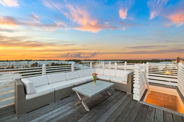 28 Rainer Ln, Inlet Beach, FL 32461 - deck at dusk featuring outdoor lounge area