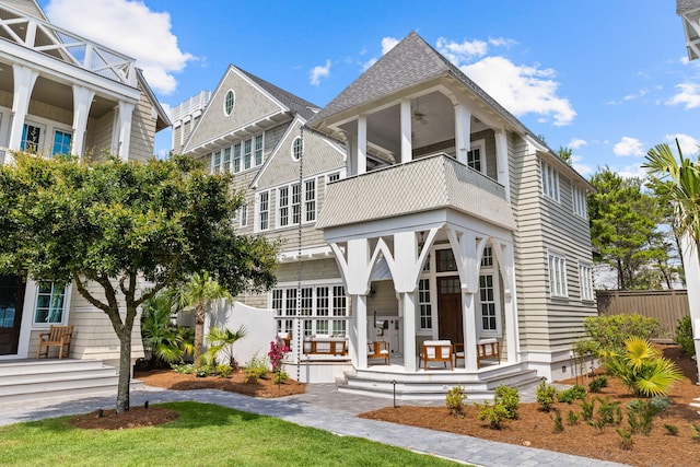28 Rainer Ln, Inlet Beach, FL 32461 - exterior space featuring a porch, french doors, and a balcony