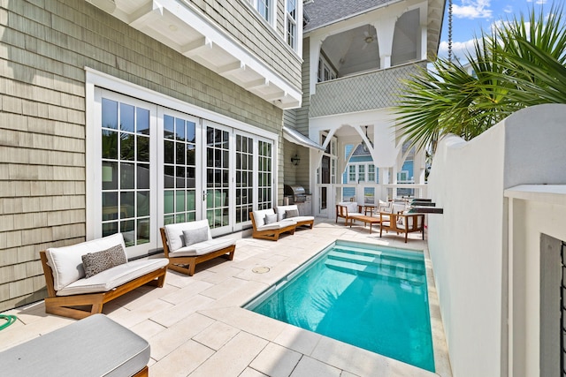 28 Rainer Ln, Inlet Beach, FL 32461 - pool featuring an outdoor hangout area, a patio, and grilling area