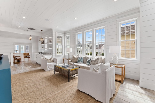 28 Rainer Ln, Inlet Beach, FL 32461 - living room with recessed lighting, light wood-style flooring, and visible vents