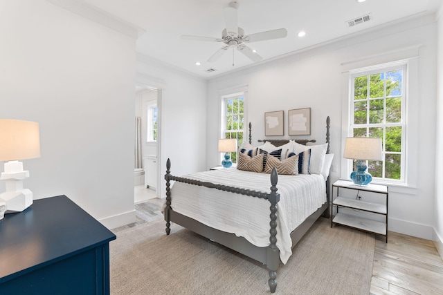 28 Rainer Ln, Inlet Beach, FL 32461 - bedroom featuring light wood-style floors, visible vents, baseboards, and ornamental molding