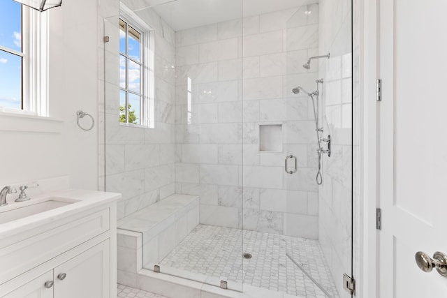 28 Rainer Ln, Inlet Beach, FL 32461 - bathroom with a stall shower and vanity