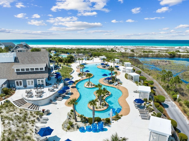 28 Rainer Ln, Inlet Beach, FL 32461 - aerial view featuring a water view and a beach view