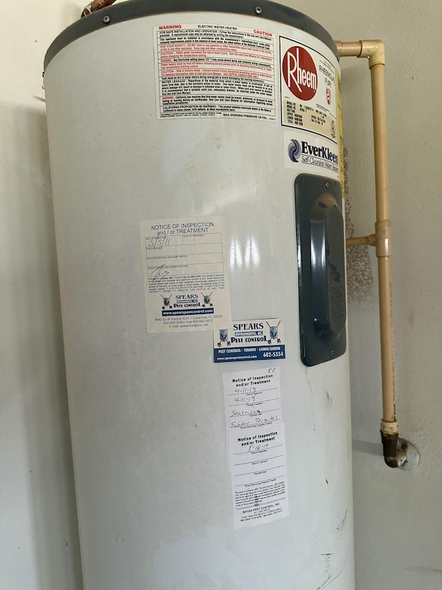 utility room featuring water heater