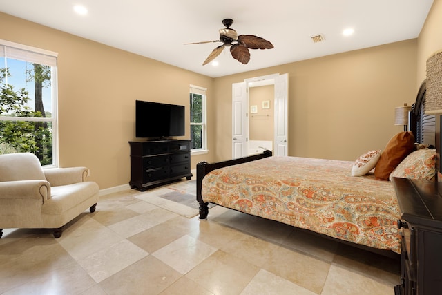 2021 Pine Island Cir, Miramar Beach, FL 32550 - bedroom featuring recessed lighting, baseboards, ceiling fan, and visible vents