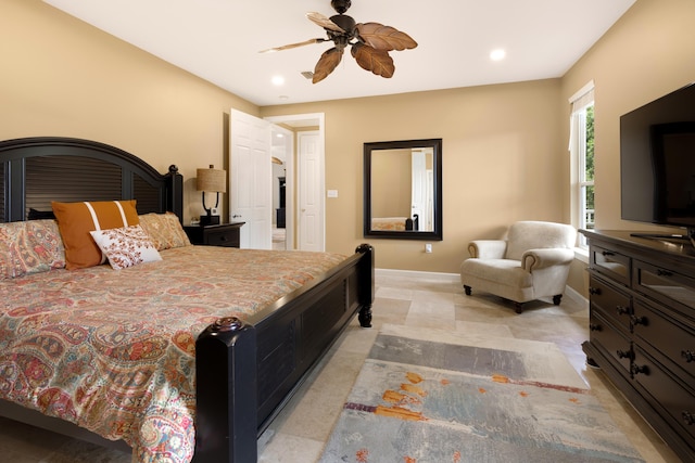 2021 Pine Island Cir, Miramar Beach, FL 32550 - bedroom with recessed lighting, baseboards, and ceiling fan