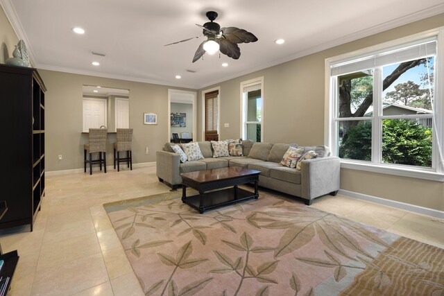 2021 Pine Island Cir, Miramar Beach, FL 32550 - living area featuring recessed lighting, plenty of natural light, and light tile patterned floors