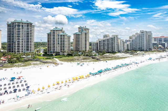 2021 Pine Island Cir, Miramar Beach, FL 32550 - drone / aerial view with a water view, a view of the beach, and a view of city