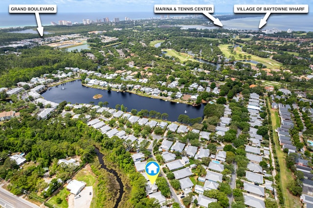 2021 Pine Island Cir, Miramar Beach, FL 32550 - bird's eye view featuring a residential view and a water view
