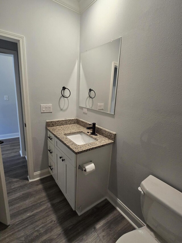 467 N County Highway 395, Santa Rosa Beach, FL 32459 - bathroom with baseboards, wood finished floors, toilet, and vanity