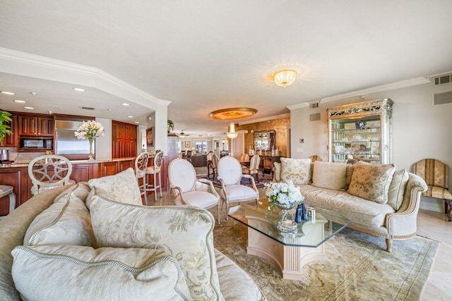 240 Gulf Shore Dr Unit 433, Destin, FL 32541 - living room featuring crown molding and recessed lighting