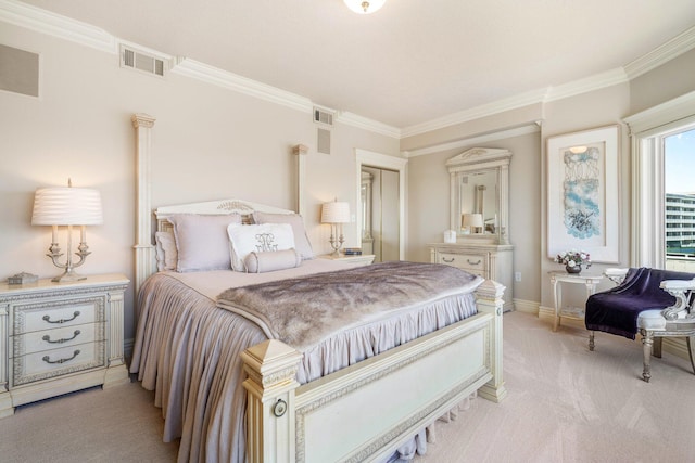 240 Gulf Shore Dr Unit 433, Destin, FL 32541 - bedroom with ornamental molding, light carpet, and baseboards