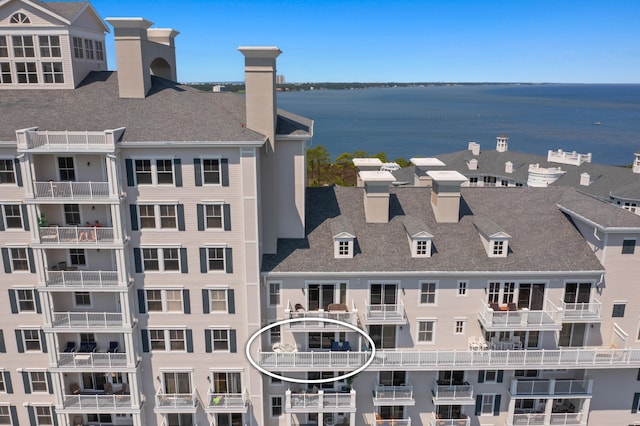 exterior space featuring a water view