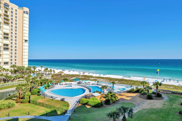 water view with local beach and fence