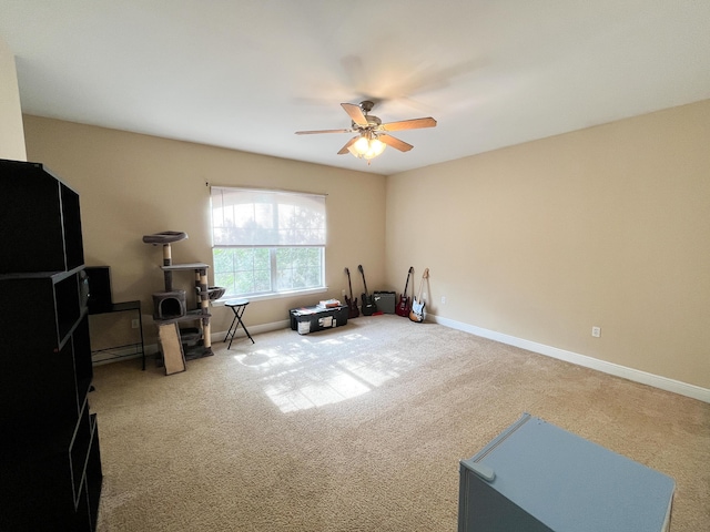 829 Fairview Dr Unit 1, Fort Walton Beach, FL 32548 - game room featuring ceiling fan, carpet floors, and baseboards