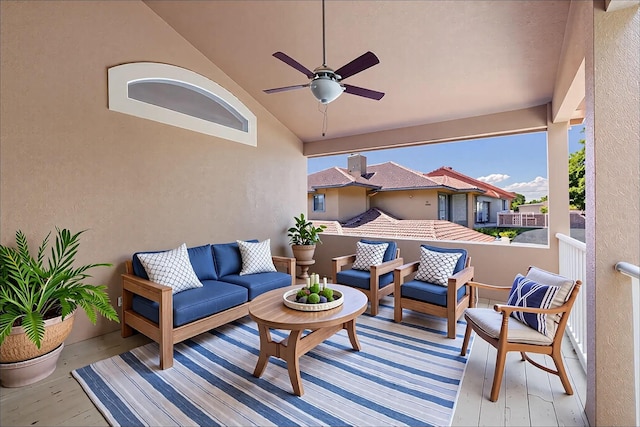 674 Emerald Bay Dr, Destin, FL 32541 - view of patio with outdoor lounge area, ceiling fan, and a balcony