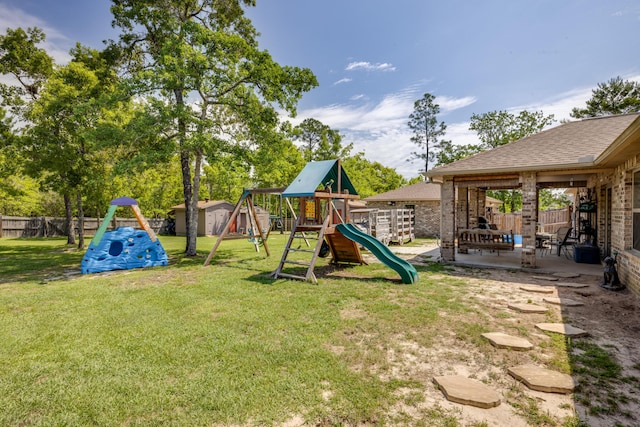 6444 Welannee Blvd, Laurel Hill, FL 32567 - view of playground featuring a patio area