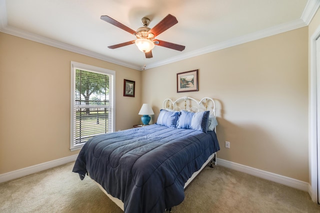 6444 Welannee Blvd, Laurel Hill, FL 32567 - carpeted bedroom featuring ornamental molding, baseboards, and ceiling fan