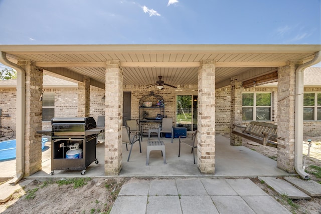 6444 Welannee Blvd, Laurel Hill, FL 32567 - view of patio / terrace with ceiling fan and a grill