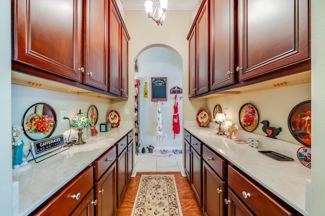 6444 Welannee Blvd, Laurel Hill, FL 32567 - bar with arched walkways and ornamental molding