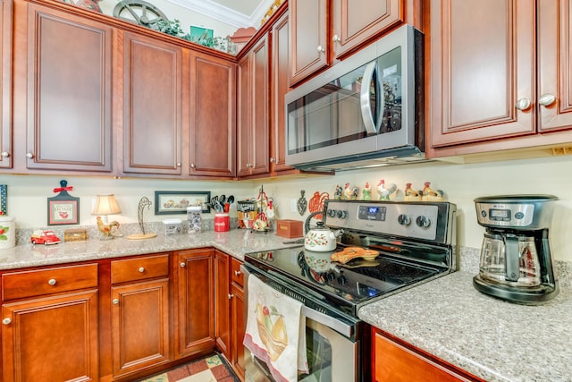 6444 Welannee Blvd, Laurel Hill, FL 32567 - kitchen featuring stainless steel appliances and crown molding